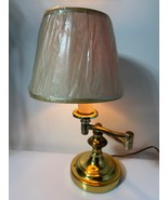 Vtg Brass Adjustable Swing Arm Desk Lamp With Shade - $30.38