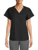 Climate Right Cuddl Duds Women’s Woven Twill Scrub Top V-neck  Black XS New - £13.58 GBP