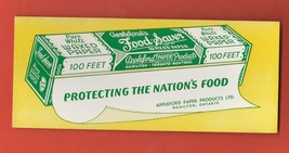 VINTAGE 1950&#39;S APPLEFORD FOOD SAVER WAXED PAPER HAMILTON ONTARIO INK BLO... - £6.50 GBP