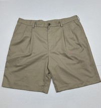 Izod Beige Pleated Chino Shorts Men Size 38 (Measure 37x10) - £8.70 GBP