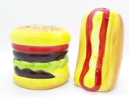 DEI  Brand Ceramic Hamburger &amp; Hot Dog Salt &amp; Pepper Shakers - £7.98 GBP