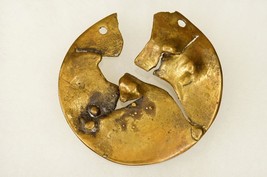 Hand Crafted Metal Brutalist Jewelry ANNE DICK Bronze Disc Necklace Pend... - €47,63 EUR