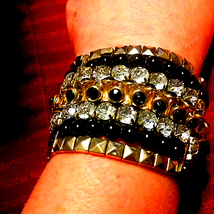 2 1/4 in. Wide Black/Silver/ Gold/Beaded Bracelet - $17.82