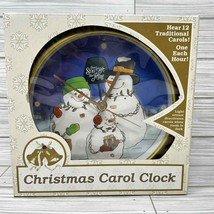 Feldstein Christmas Carol Clock Snowman Family Musical Analog Wall Clock Round - £23.66 GBP