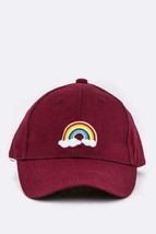 Rainbow Back Strap Adjustable Kids Boys Hats Polo Style Cotton Cap Burgundy - £8.18 GBP