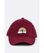 Rainbow Back Strap Adjustable Kids Boys Hats Polo Style Cotton Cap Burgundy - £8.19 GBP