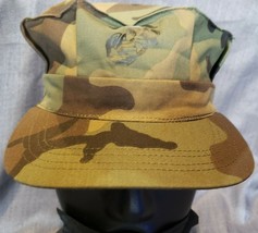 NWOT BDU WOODLAND 8 POINT USMC CAP HAT COVER W/ EMBLEM MADE IN THE USA S... - £12.65 GBP