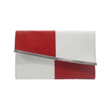 Elegant Faux Vegan Leather Womens Colorblock Clutch Bag 3 Colors - Red and White - £43.49 GBP