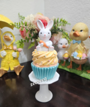 Easter Bunny Rabbit Carrot Faux Cupcake Resin Figurine Tier Tray Decor 5.5&quot; - $18.99