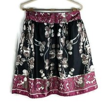 Apostrophe Black Gray &amp; Purple Floral Skirt Waist 28&quot; Length 22&quot; Long Si... - £5.46 GBP