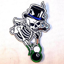 POOL SHOOTER EMBROIDERED PATCH sew iron on P357 skeleton billiards biker... - $5.45