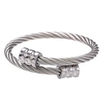 Men Unisex Silver Cuff Bangle Bracelet Punk Retro Rock Stainless Steel Jewelry - £7.87 GBP