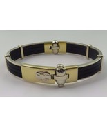 Sauro Italian Made 18k Two Tone Gold Bangle Bracelet With Black Rubber - £3,289.18 GBP