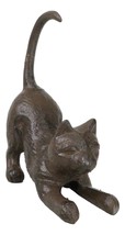 Cast Iron Crouching Feline Kitten Cat With Pointed Tail Ring Holder Figurine - £15.71 GBP