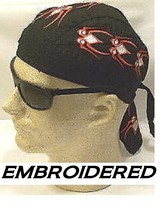 SPIDERS Flame Tribal EMBROIDERED FITTED BANDANA w/TIES Doo Do Rag Skull ... - £9.42 GBP
