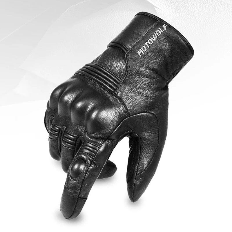 2023 Leather Waterproof Motorcycle Winter Gloves for Men Warm Thermal Guantes - £38.47 GBP