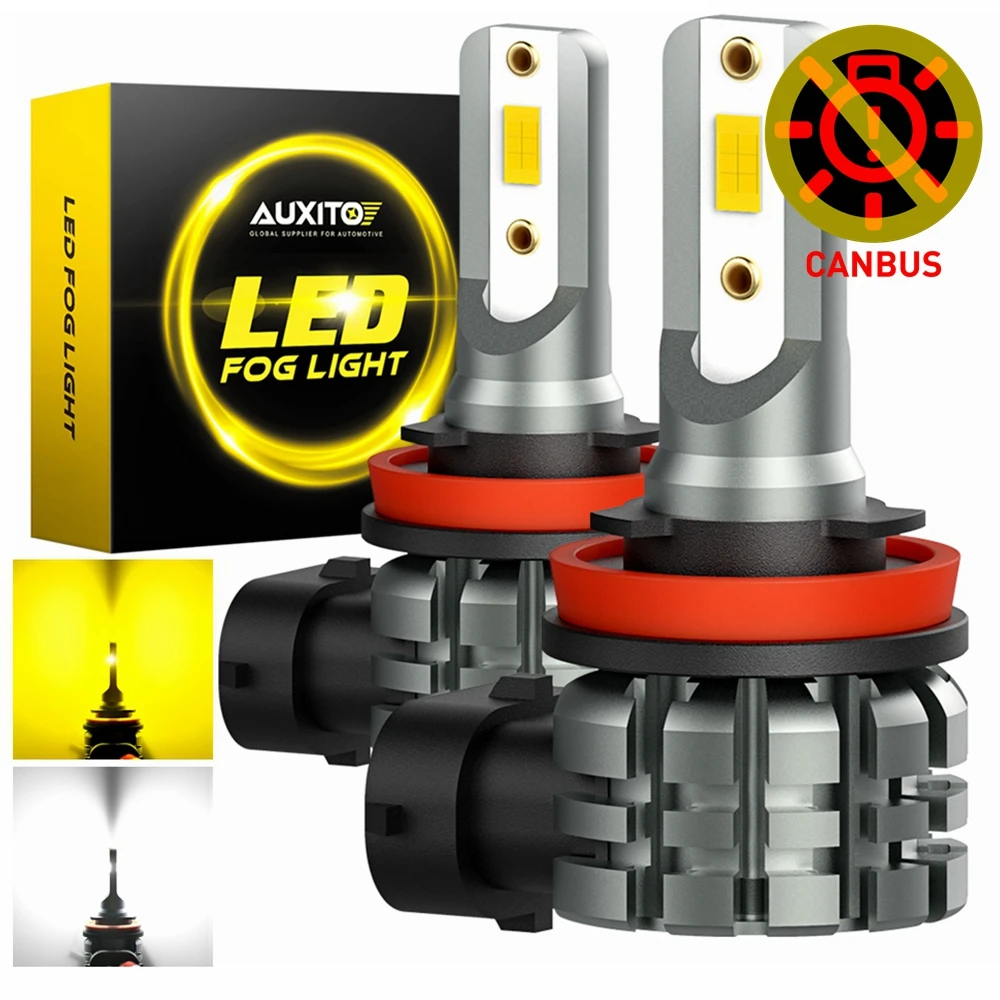 Auxito 2pcs h11 h8 led fog light bulb canbus error free 3000k super bright white yellow thumb200