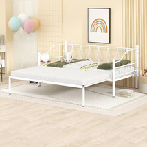 Twin Size Metal Daybed with Trundle, Daybed with Slat No Box required White - £161.17 GBP