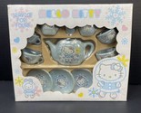 Hello Kitty Tea Set Porcelain New 13 pieces Sanrio 2003 Snowflake Snow W... - $22.44