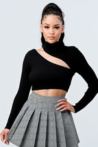 Women s Black Sweater Cutout Mock Neck Top (L) - $41.58