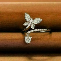 Anillo de compromiso con cruz de mariposa en racimo de diamantes redondos... - £79.54 GBP