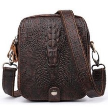 Men&#39;s Crossbody Shoulder Bag Men&#39;s Genuine Leather Shoulder Bag Crocodile Patter - £47.27 GBP