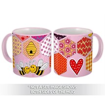 Patchwork Honeycomb : Gift Mug Cute Bees Hearts Pattern Hive Flowers Valentine A - £12.70 GBP