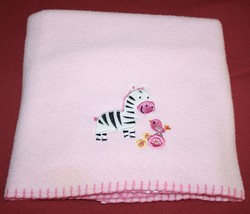 Garanimals Baby Girls Blanket Zebra Bird Pink Fleece Floral Security 29&quot; x 39&quot; - £13.14 GBP