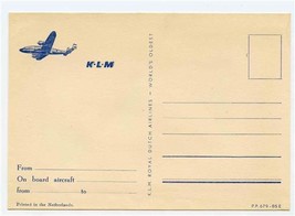KLM Royal Dutch Airlines On Board Postcard 1940&#39;s - £22.15 GBP