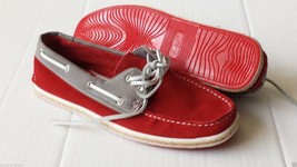 GBX Men Size 8.5 Boat Shoes Espadrilles Red Leather Combination New - £30.80 GBP