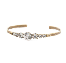 Austrian Crystal Antique Gold Tone Classic Elegant Cuff Bracelet By Sorrelli - £62.52 GBP