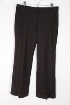 Theory 10 Brown Wool Stretch Straight Leg Cuffed Dress Pants Holes Mend - £16.49 GBP
