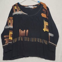 Bop Women 2X Pullover Dress Black Beaded Crinkle - $43.87