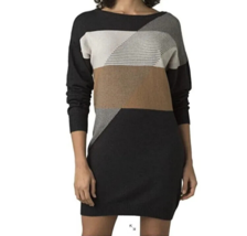 New Womens NWT PrAna L Anka Sweater Dress Organic Cotton Wool Knit Gray Tan Dark - £140.86 GBP