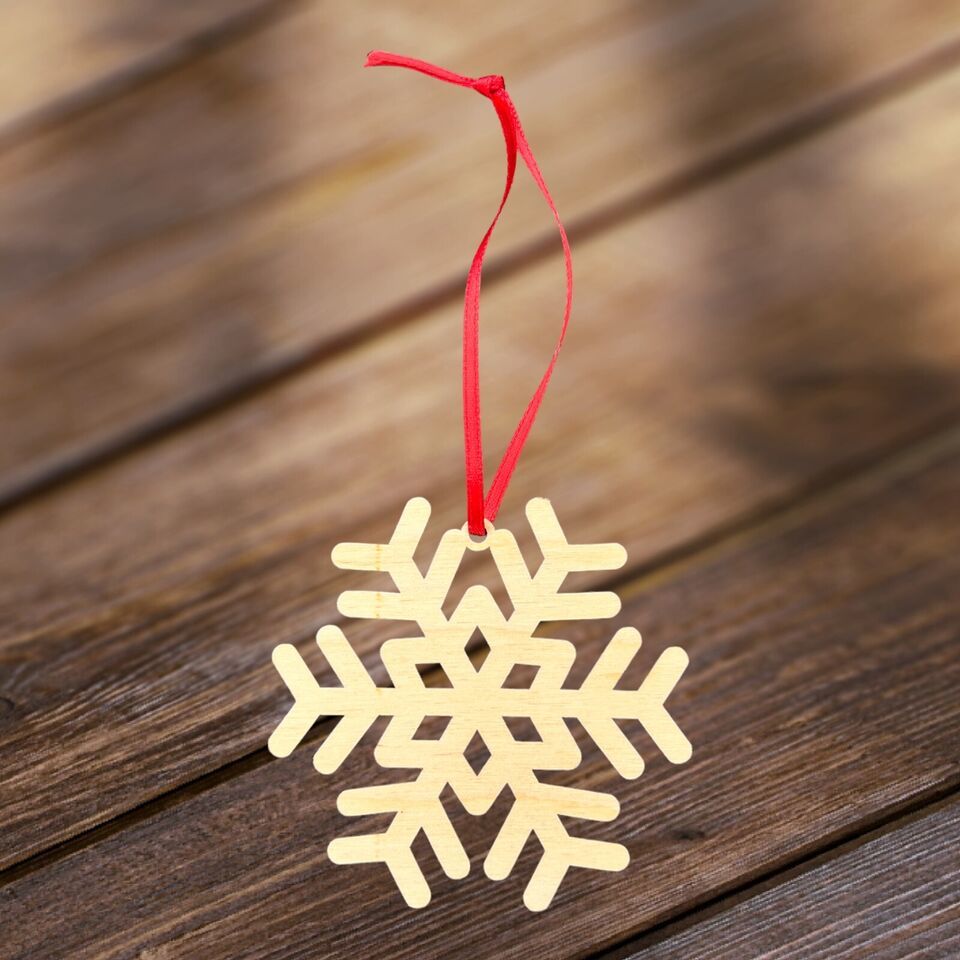Wooden Christmas Ornament snowflake Holiday gift Home decor 4&quot; with Gift... - $5.45