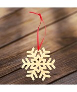 Wooden Christmas Ornament snowflake Holiday gift Home decor 4&quot; with Gift... - $5.45