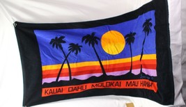 1984 Hawaiian Beach Towel Oahu Maui Lanai Molokai Kauai 29&quot; x 58&quot; Sunset... - £17.22 GBP