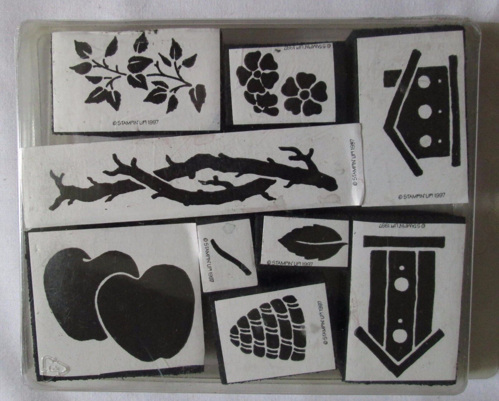 Stampin Up 1997 Retired Definitely Decorative set 9 Foam Stamps Branch Beehive - £10.90 GBP