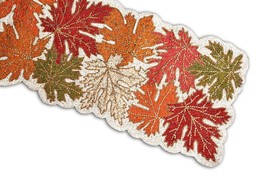 Maple Leaves Table Runner Multicolor Beads Table Runner Autumn Tableware 13X36In - $68.72