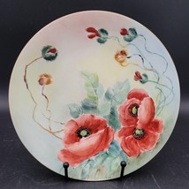 Antique c1912 JPL Jean Pouyat Limoges France Hand Painted Red Poppy Floral Plate - £23.34 GBP