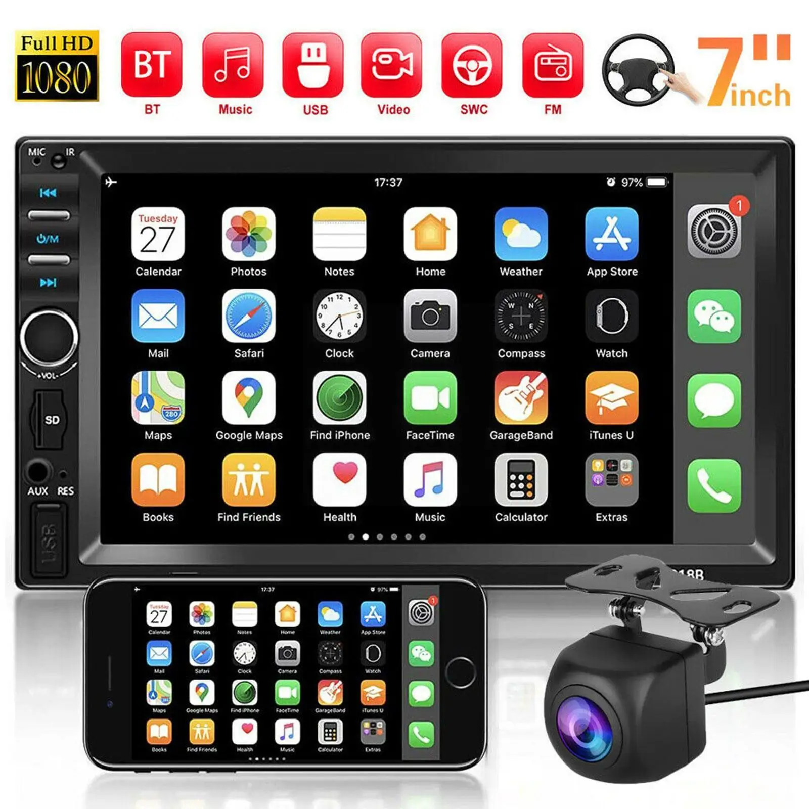7 double 2 din car mp5 player bluetooth screen stereo radio fm player radio with car thumb200
