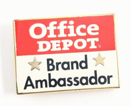 Office Depot Brand Ambassador Gold Tone Enamel Pin Advertise Black Red White VTG - $8.99