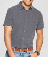 GOODFELLOW NAVY WHITE GEO COTTON SHORT SLEEVE BUTTON UP CASUAL SHIRT Sz ... - $19.17 CAD