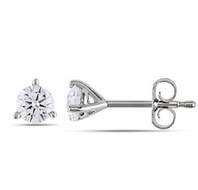 3ct Simulated Diamond Stud Earrings 14K White Gold 3-Prong Solitaire Round Cut - £25.61 GBP