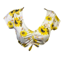 Decree Womens Bikini Swim Crop Top Multicolor Floral Padded Ruched Scoop... - £12.69 GBP