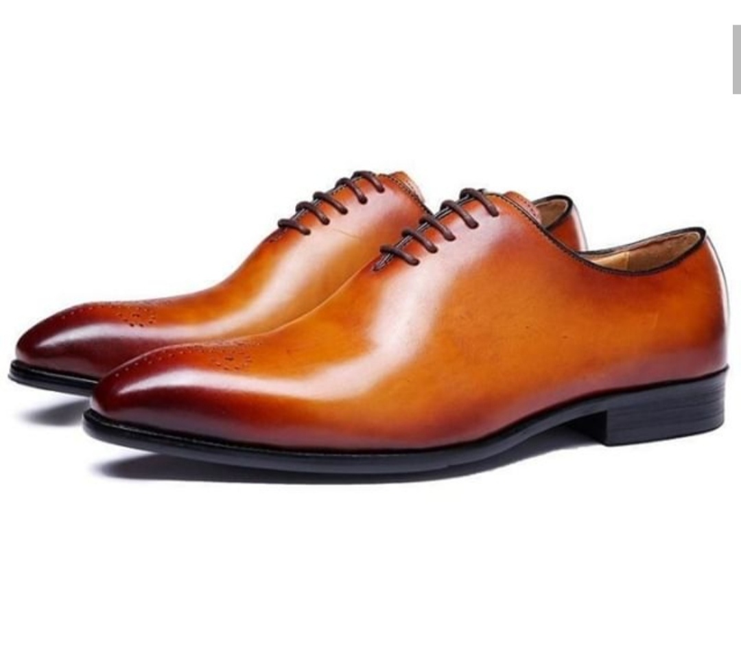 NEW Handmade Lace Up Tan Shoes, Men's Brogue Shoes, Men's New Fashion Leather Sh