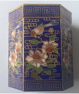 Vintage Hexagon Cloisonne Enamel Blue Trinket Pill Snuff Powder Box Marked - $1,084.96 MXN
