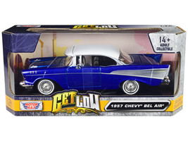 1957 Chevrolet Bel Air Lowrider Candy Blue with White Top &quot;Get Low&quot; Series 1/24  - £35.30 GBP