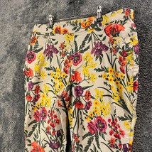 Susan Graver Pants Womens 14 34x23 Cropped Capri Summer Floral Print Rayon - £8.55 GBP