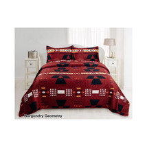 Geometric Design Bedding Set   Queen &amp; King Quilted Bedspreads Velvet Bu... - $80.98+